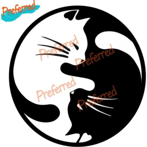 Yin and Yang Tai Chi Cat Pattern Decal Motocross Racing Laptop Helmet Trunk Wall Vinyl Car Sticker Die Cutting Waterproof PVC