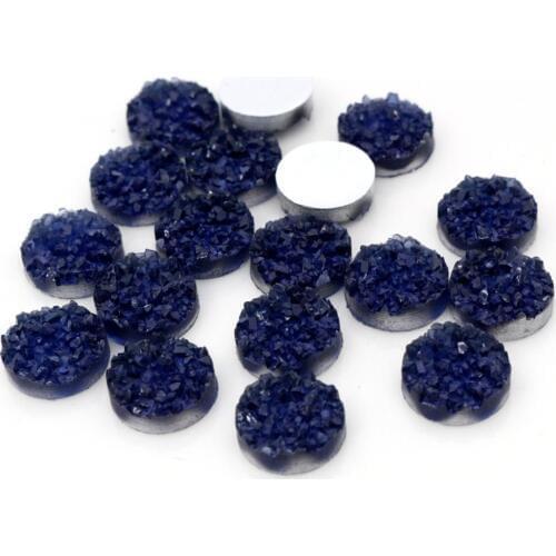 New Fashion 8mm 10mm 40pcs Ink blue Colors Natural ore Style Flat back Resin Cabochons For Bracelet Earrings accessories