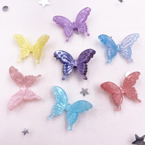 New 7Pcs Resin Glitter Colorful Wheel Butterfly Gem Flatback Rhinestone Clothing Accessorie Applique DIY Scrapbook Craft OH21