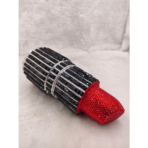 Novelty Designer Handbags Women Mini Lipstick Clutch Crystal Evening Bags Wedding Party Rhinestone Handbag Purse