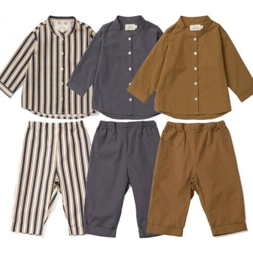 Spring New Childrens Clothing for Boys and Girls Striped Long-sleeved Shirts Cartoon Trousers Outfits Fall Clothes for Kids