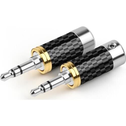 Minijack 3.5mm Earphone Plug 3Pole Audio Wire Connector For Soldering Carbon Fiber Rhodium Plating Headset Male Adapter