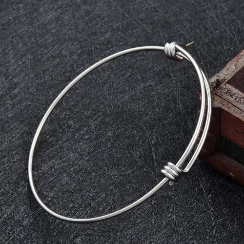 Simple Multiple Loop Expandable Wire Bangle Stainless Steel Adjustable Bracelet For Adult Teen Kids Clearance Sale