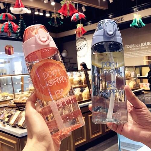 Transparent Plastic Water Bottles BPA Free Creative Frosted Outdoor Water Bottle With Portable Milk Rope Travel Tea Cup 2021 new