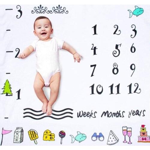 Newborn Baby Milestone Photo Props Background Cloth Cartoon Pattern Child Play Mats For Baby Growth Calendar Props Accessories