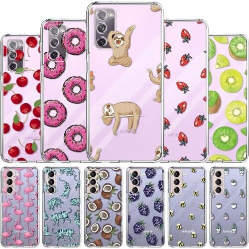 Flamingo Fruits Luxury Clear Phone Case for Samsung Galaxy S20 FE S21 Ultra 5G S10 S9 S8 Plus S10e Soft Transparent Cover Coque