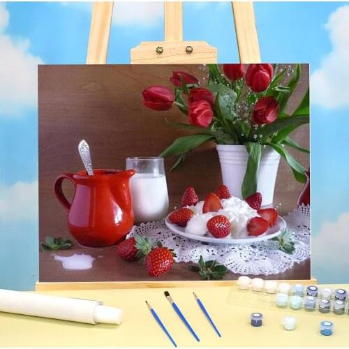 Fruit Strawberry Coloring By Numbers Painting Kit Oil Paints 50*70 Canvas Pictures Wall Decoration For Children Wholesale