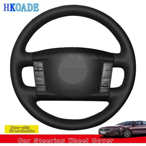 DIY Black Soft Artificial Leather Hand-stitched Car Accessories Steering Wheel Cover For Volkswagen VW Phaeton 2004-2010