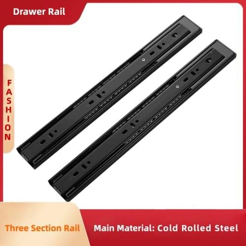 Cold Rolling Steel Drawer Slides10" - 20" Soft Close Drawer Track Rail Sliding Three-Section Cabinet Slides Furniture Hardware