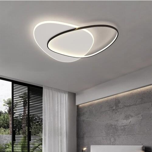 Modern Minimalist Led Bedroom Ceiling Lamp Black White Simplicity Acrylic Surface Mount Panel Light Indoor Decoration for Study