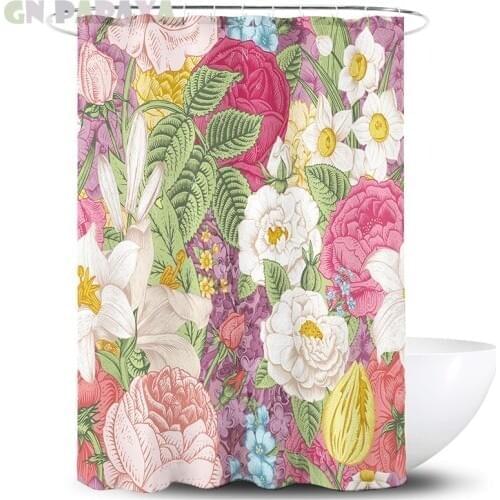 Tropical plant light pink macrame Bath Curtains Waterproof Polyester Fabric retro Shower Curtains Screen with Hooks Accessories