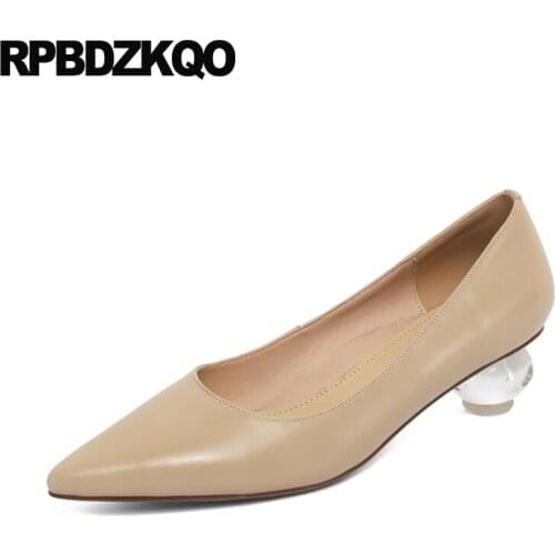 Thick Perspex Glass 2021 Pointed Toe Office Strange Patent Leather Ladies High Heels Shoes Transparent Novelty Clear Pumps Nude