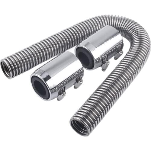 Universal 24 "Stainless Steel Radiator Flexible Coolant Water Hose Kit w/ 2 Caps