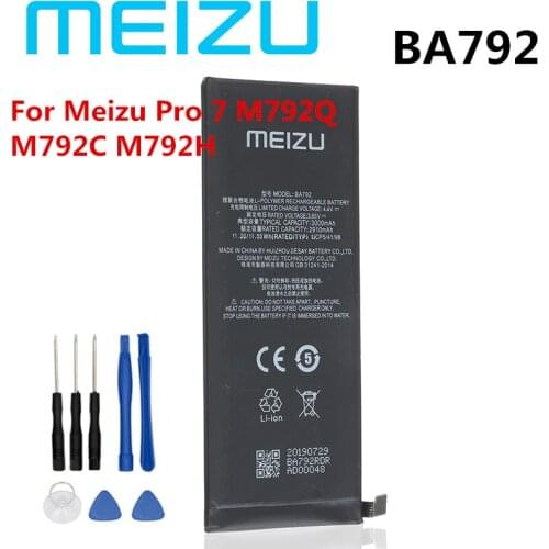 Meizu High Quality 100% Original Battery 3000mAh BA792 For Meizu Pro 7 M792Q M792C M792H Smartphone Batteries+Free tools
