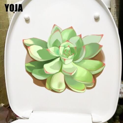 YOJA 23X18.7CM Fresh Green Flesh Toilet Seat Stickers Cartoon Plant Home Wall Decoration T1-1645