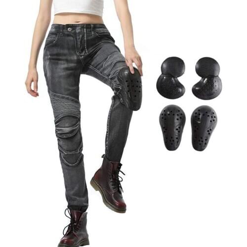 2020 Women Motorcycle Riding Pants Denim Bike Cycling Motocross Racing Jeans With 4 X CE Armor Detachable Upgrade Knee Hip Pads