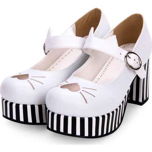 Angelic imprint New Designer Sweet Lolita s Women Pumps shoes PU Leather Embroidery heart-shaped High Heel shoes size35-46 8967