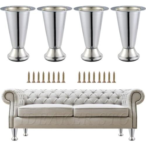 1/4PCS Modern Style Chrome Metal Furniture Legs Support Round Cup Type For Table TV Stands Cabinet Sofa Desk 105mm with Screws