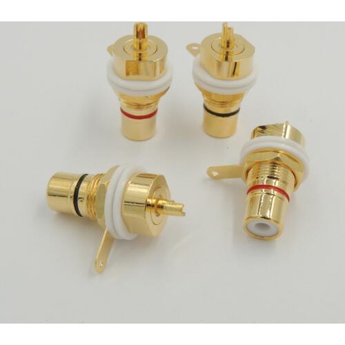 20PCS/lot High quality Copper Gold Plated RCA female Jack Panel Mount Chassis Socket