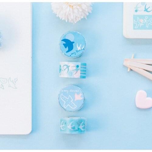6pcs My Birds Color Paper Washi Tape Set Cute Cat Hat Tea Collage Adhesive Masking Tapes Deco Stickers for Frame Album F172