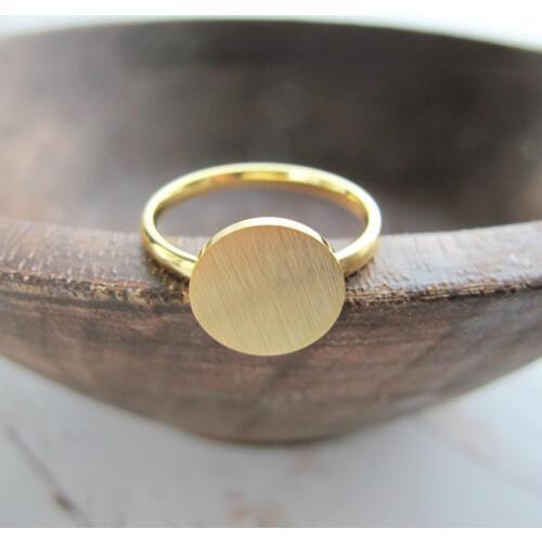 Rose Gold Color Full Moon Rings For Women Men Stainless Steel Band Simple Brushed Karma Circle Round Finger Ring Bague Femme