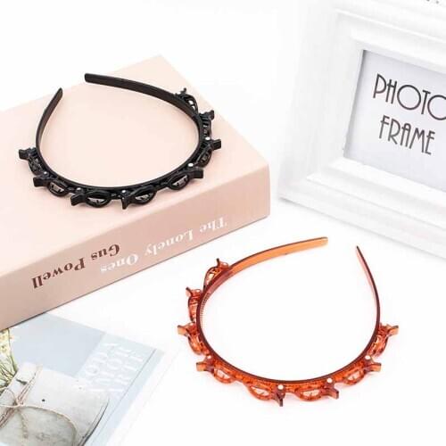 2020 New Double Layer Hairbands Hair Clip Fashion Plastic Hairbands Braided Headband Womens Headwear Hair Accessories