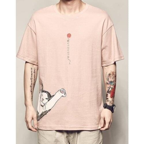 2021 Hip Hop T Shirt Men Japanese Ukiyo E Cat T-shirt Harajuku Streetwear Tshirt Casual Short Sleeve Summer Tops Tee Japan Style