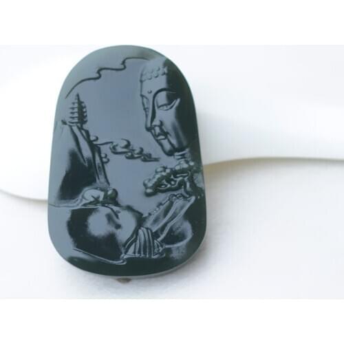 H41#Hetian jade jade brand Qinghai material tower blue pendant