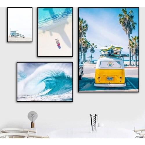 Canvas Painting Nordic Style Modern California Beach Ocean Posters and Prints Wall Pictures Art for Living Room Decor Cuadros