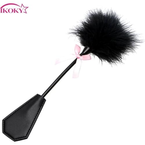IKOKY Clit Stimulation Horse Whip Adult Game Fetish Sex Whips Leather Spanking Paddle Slave Flogger Sex Toys for Couple SM