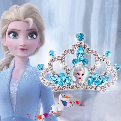 Disney Frozen 2 Elsa Girls Baby Crown Sofia Ariel Heart Jewel Crown Children Makeup Pretend Play Toys Kids Hair Accessories