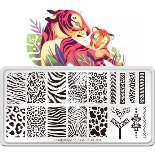 Beauty BigBang Animal Image Nail Art Stamping Plates Tiger Zebra Leopard Print Texture XL-001 Stainless Steel Template Mold