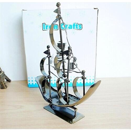 Creative Home Decoration Iron Model Knick-knacks Iron Sailboat Model Gray Interior Bar Living room Bedroom 2020 New Decoration