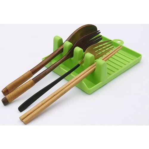 Kitchen Spoon Holders Fork Spatula Rack Shelf Organizer Plastic Spoon Rest Chopsticks Holder Non-slip Spoons Pad Kitchen Utensil