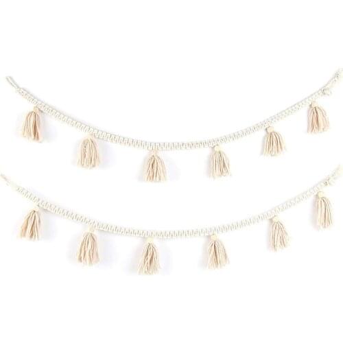 Macrame Woven Wall Hanging Fringe Garland Banner Boho Chic Wall Decor Apartment Dorm Living Room Bedroom Decor Wall Tapestry