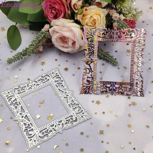 Flower Rectangular Frame Metal Cutting Dies 2021 New Stencils for DIY Scrapbooking/Photo Album Decorative Embossing Paper Cards