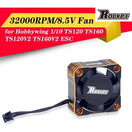 Rocket 25x25mm 32000RPM/8.5V Metal Cooling Fan TURBO ESC Heat Dissipation for Hobbywing 1/10 TS120 TS160 TS120V2 TS160V2 RC Car