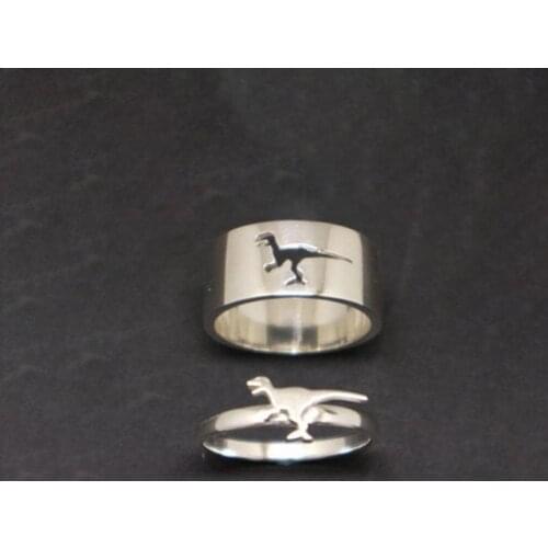 Cute Little Dinosaur Couples Thin Ring Wide Ring Fashion Simple All-match Engagement Jewelry Statement Women Sweetheart Gifts