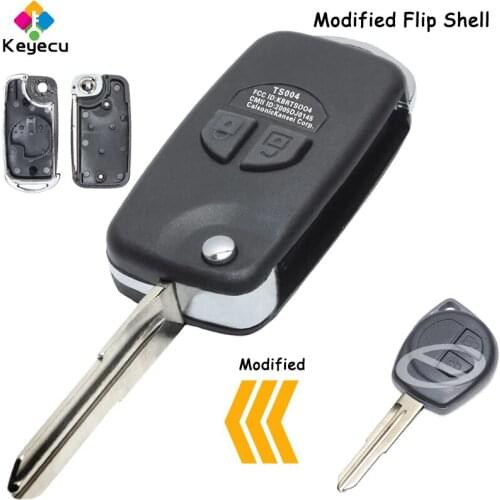 KEYECU Modified Folding Remote Control Car Key Shell Case With 2 Buttons Pad - FOB for Suzuki Vitara Swift Ignis SX4 Liana Alto