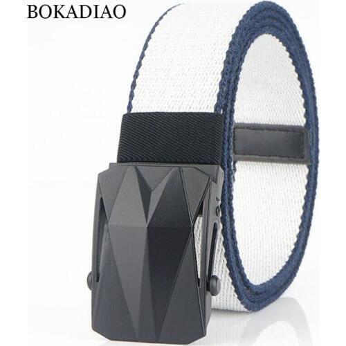 BOKADIAO Casual Canvas Belts for Men Alloy buckle white belt Army military tactical belts man jeans Waistbrand Cotton Male strap