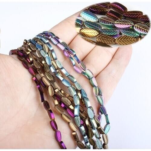 Natural Hematite 4x7mm Electroplated Leaf Shaped Beads Jewelry Making DIY Necklace Bracelet Earrings Jewelry Accessories 16"