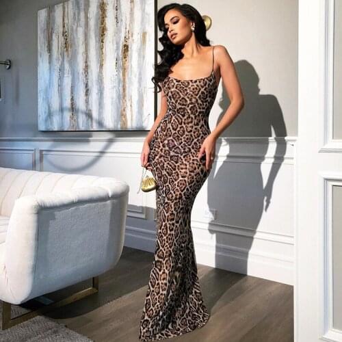 New Womens Summer Leopard Suspender Beach Skirt Sexy Maxi Party Long Dress Women Dresses Ukraine Clothes Befree Vintage