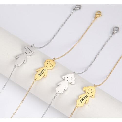 Personalized Boy Girl Kid Child Name Bracelet Date Family Gift For Women Men Custom Stainless Steel Gold Color Charm Jewelry