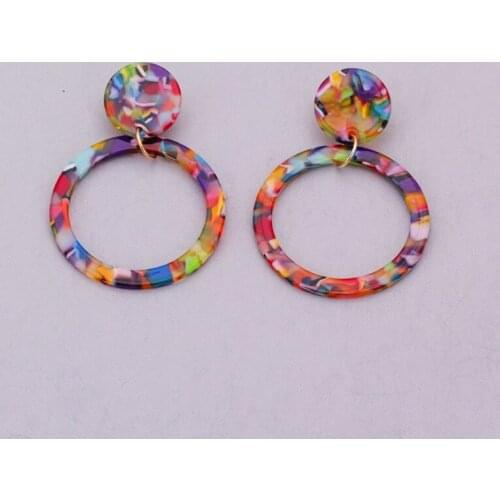Exaggerated Drop Earrings for Women Acrylic Acetic Acid Sheet Geometric Circle Leopard Print Dangle Earring Fashion Jewelry 2021