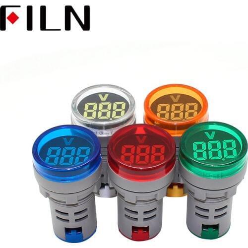 Durable LED Digital Display Voltmeter Indicator Light 22mm Big Font Di Aperture Signal Lamp AC60-500V High Quality for Boat