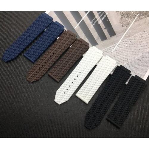 Black White Blue 26x19mm Silicone Rubber Watch band Watchband For Hublot strap for Big Bang belt butterfly Buckle logo tools