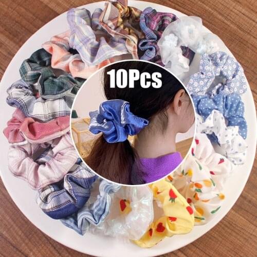 10Pcs/Set Satin Scrunchies Elastic Rubber Hair Tie Bands Women Headband Girl Hairband Female Hair Accessories Ponytail Holders