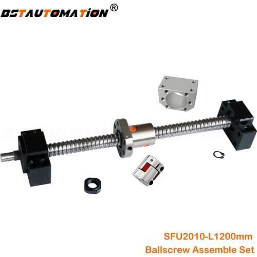 SFU2010 1200mm ball screw with end machined SFU2010 Ball Nut Housing BK15 BF15 Bearing Block Jaw Flexible Coupling for cnc part