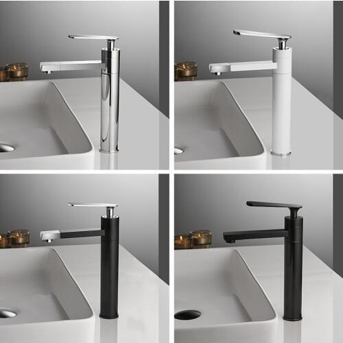 Basin Faucet white black Brass Bathroom Sink Faucet Single Handle rotation spout Vintage Wash Hot and Cold Mixer Tap Crane