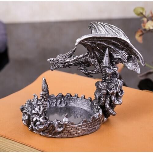 Creative Vintage Metal Dragon Figurine Ashtray Car Mini Cigarette Cigar Ashtray Home Decoration Iqos Ashtray Boyfriend Gift